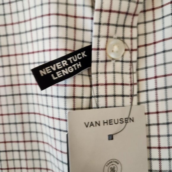 Van Heusen Mens Regular Fit Plaid Shirt X-Large Never Tuck Length Sustainable Fa - Picture 2 of 11